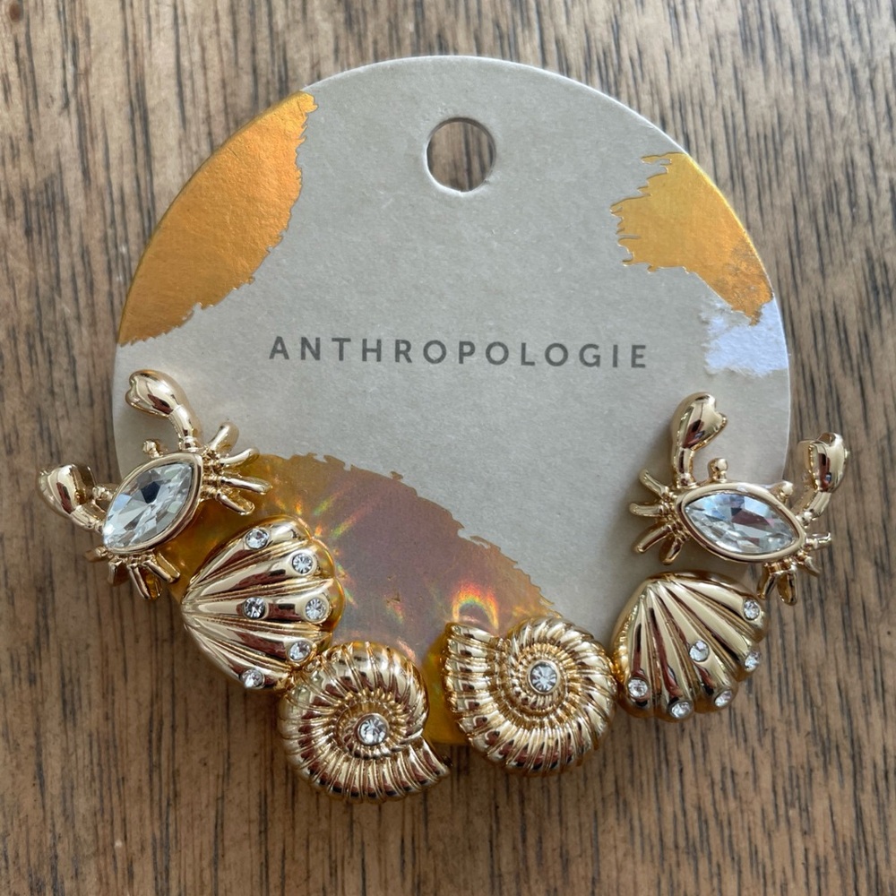 Anthropologie Gold Sea-Inspired Earrings NWT
